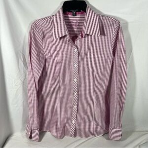 Foxcroft Women’s Gingham Plaid Button Down Blouse Size 6 Office Casual